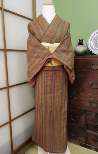 Photo1: CL0622A KOMON dyed (Grade B) and NAGOYA OBI sash (Grade B) (1)