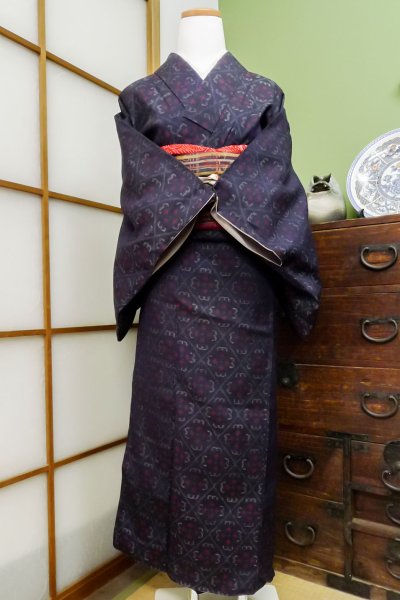 Photo1: CL0622E TSUMUGI pongee (Grade A) and FUKURO OBI sash (Grade A) (1)