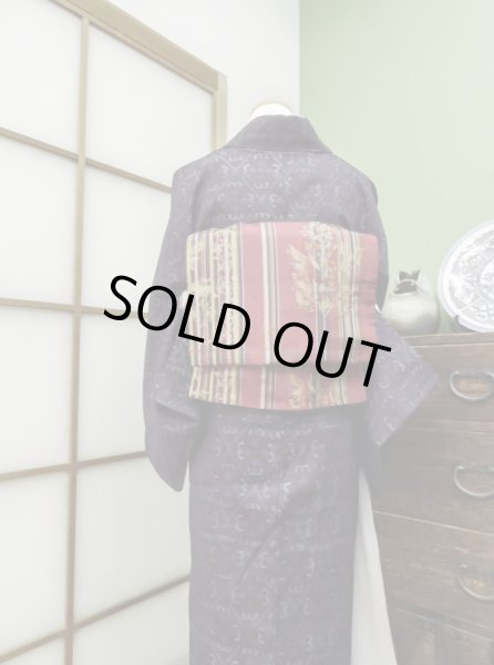 Photo7: CL0622E TSUMUGI pongee (Grade A) and FUKURO OBI sash (Grade A) (7)