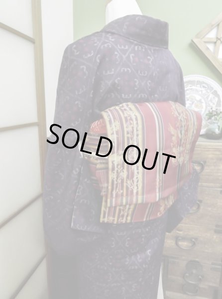 Photo8: CL0622E TSUMUGI pongee (Grade A) and FUKURO OBI sash (Grade A) (8)