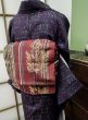 Photo9: CL0622E TSUMUGI pongee (Grade A) and FUKURO OBI sash (Grade A) (9)