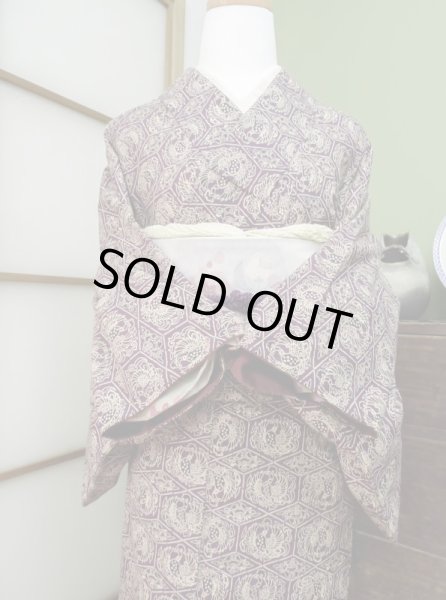 Photo2: CL0622F KOMON dyed (Grade B) and FUKURO NAGOYA Obi (Grade B) (2)