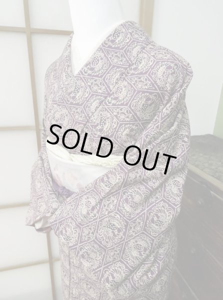 Photo3: CL0622F KOMON dyed (Grade B) and FUKURO NAGOYA Obi (Grade B) (3)