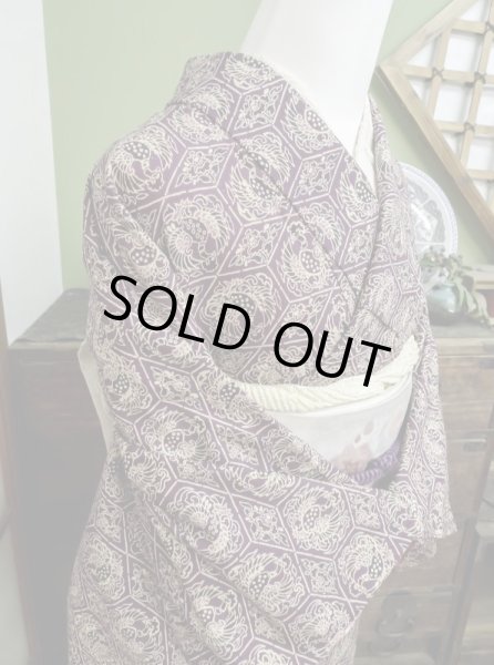 Photo4: CL0622F KOMON dyed (Grade B) and FUKURO NAGOYA Obi (Grade B) (4)