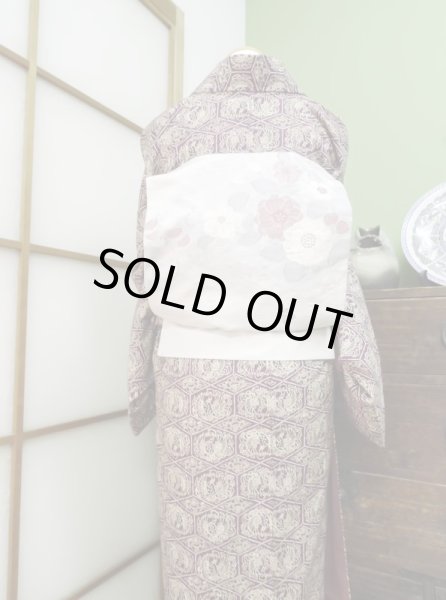 Photo6: CL0622F KOMON dyed (Grade B) and FUKURO NAGOYA Obi (Grade B) (6)