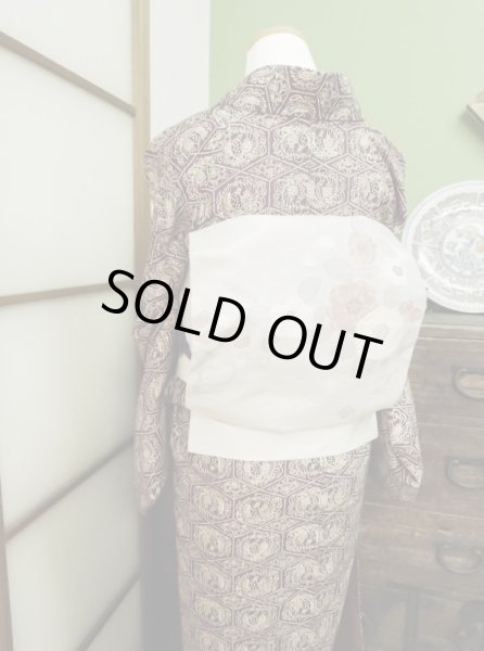 Photo7: CL0622F KOMON dyed (Grade B) and FUKURO NAGOYA Obi (Grade B) (7)