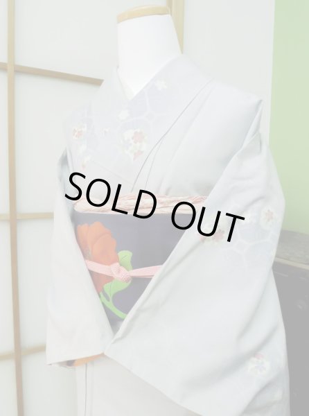 Photo4: CL0622I TSUMUGI pongee (Grade A) and NAGOYA OBI sash (Grade A+) (4)