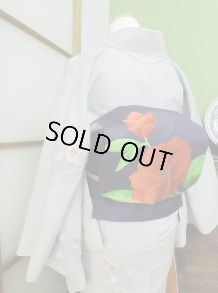 Photo8: CL0622I TSUMUGI pongee (Grade A) and NAGOYA OBI sash (Grade A+) (8)