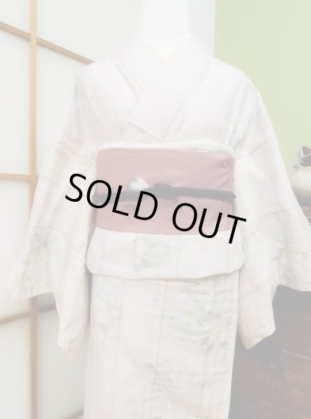 Photo2: CL0622K TSUMUGI pongee (Grade A) and NAGOYA OBI sash (Grade A) (2)