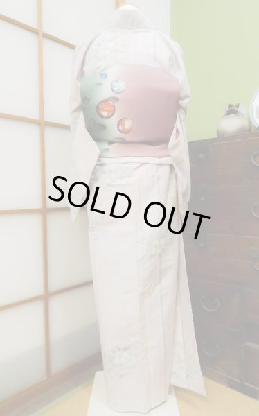 Photo4: CL0622K TSUMUGI pongee (Grade A) and NAGOYA OBI sash (Grade A) (4)