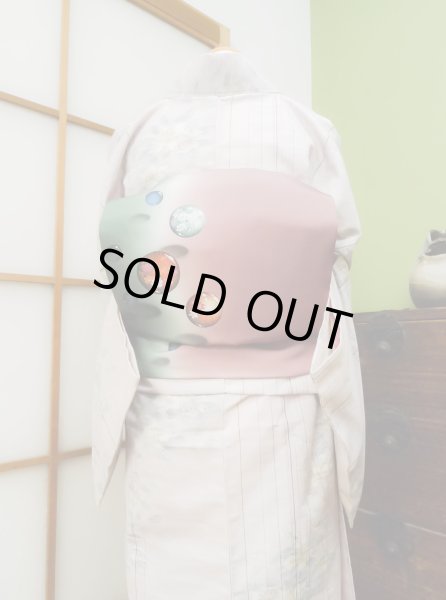 Photo5: CL0622K TSUMUGI pongee (Grade A) and NAGOYA OBI sash (Grade A) (5)