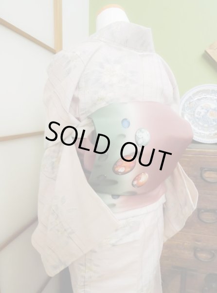 Photo6: CL0622K TSUMUGI pongee (Grade A) and NAGOYA OBI sash (Grade A) (6)