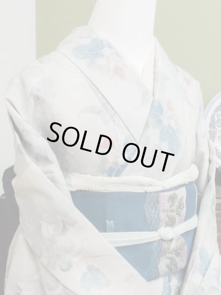 Photo5: CL1014A TSUMUGI pongee (Grade A) and NAGOYA OBI sash (Grade B) (5)