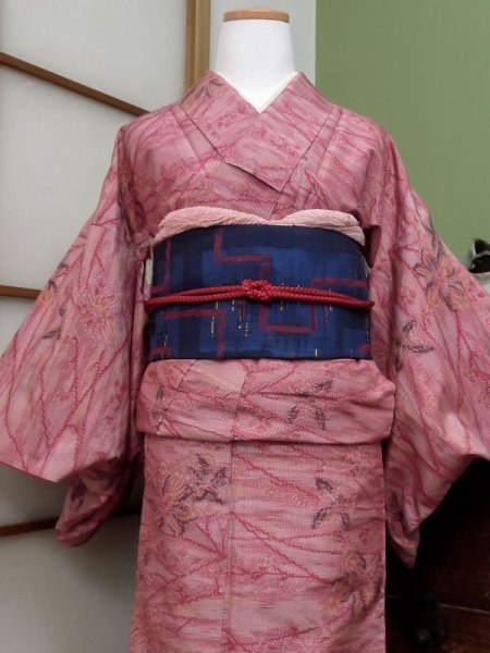 Photo3: CL1014B TOKAMACHI TSUMUGI pongee (Grade B) and FUKURO NAGOYA Obi (Grade A) (3)