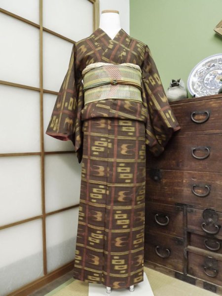 Photo1: CL1014C TSUMUGI pongee (Grade A) and NAGOYA OBI sash (Grade B) (1)