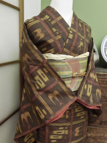 Photo5: CL1014C TSUMUGI pongee (Grade A) and NAGOYA OBI sash (Grade B) (5)