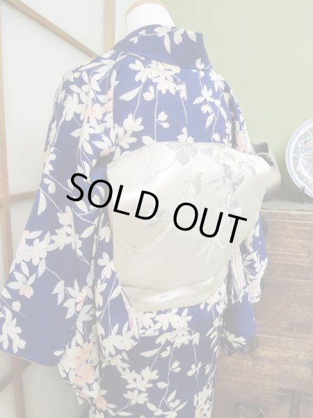 Photo9: CL1014E KOMON dyed (Grade A) and NAGOYA OBI sash (Grade A) (9)