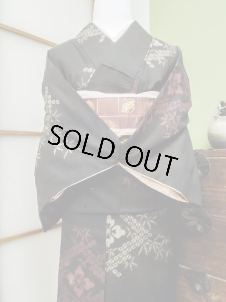 Photo3: CL1014G OSHIMA TSUMGI pongee (Grade B) and FUKURO OBI sash (Grade A) (3)