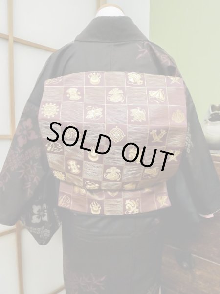 Photo8: CL1014G OSHIMA TSUMGI pongee (Grade B) and FUKURO OBI sash (Grade A) (8)