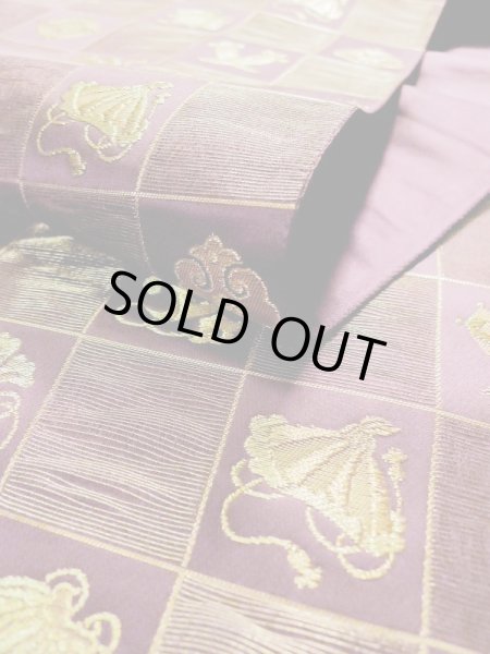 Photo36: CL1014G OSHIMA TSUMGI pongee (Grade B) and FUKURO OBI sash (Grade A) (36)