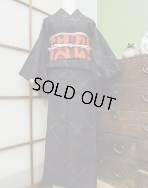 Photo3: CL1014I TSUMUGI pongee (Grade A) and NAGOYA OBI sash (Grade A) (3)