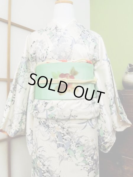 Photo7: CL1014J KOMON dyed (Grade A+) and NAGOYA OBI sash (Grade A) (7)