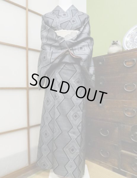 Photo3: CL1014K OSHIMA TSUMGI pongee (Grade B) and NAGOYA OBI sash (Grade B) (3)