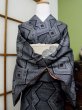 Photo4: CL1014K OSHIMA TSUMGI pongee (Grade B) and NAGOYA OBI sash (Grade B) (4)