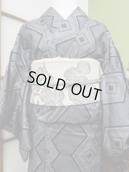 Photo7: CL1014K OSHIMA TSUMGI pongee (Grade B) and NAGOYA OBI sash (Grade B) (7)