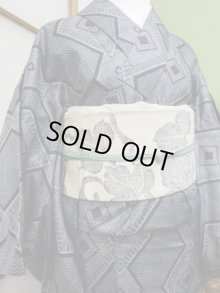 Photo8: CL1014K OSHIMA TSUMGI pongee (Grade B) and NAGOYA OBI sash (Grade B) (8)