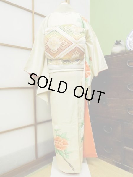 Photo3: CL1014L HOUMONGI formal (Grade B) and FUKURO OBI sash (Grade B) (3)