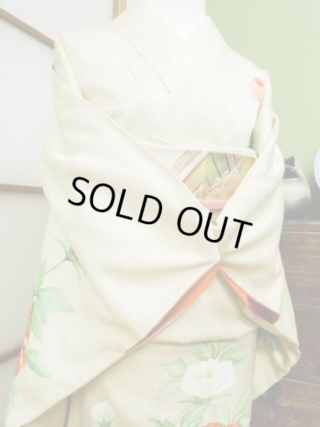 Photo5: CL1014L HOUMONGI formal (Grade B) and FUKURO OBI sash (Grade B) (5)