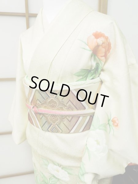 Photo9: CL1014L HOUMONGI formal (Grade B) and FUKURO OBI sash (Grade B) (9)