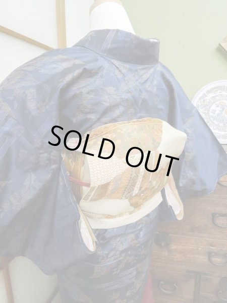 Photo7: CL1014M OSHIMA TSUMGI pongee (Grade B) and NAGOYA OBI sash (Grade C) (7)