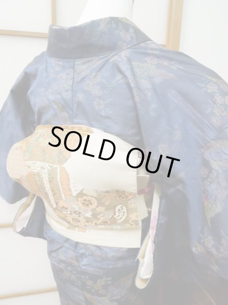 Photo8: CL1014M OSHIMA TSUMGI pongee (Grade B) and NAGOYA OBI sash (Grade C) (8)