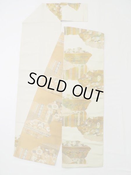 Photo21: CL1014M OSHIMA TSUMGI pongee (Grade B) and NAGOYA OBI sash (Grade C) (21)