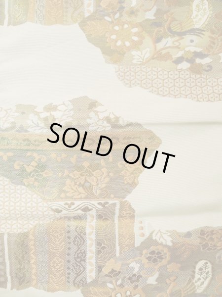 Photo23: CL1014M OSHIMA TSUMGI pongee (Grade B) and NAGOYA OBI sash (Grade C) (23)