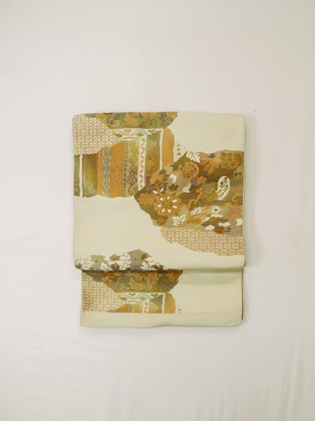 Photo31: CL1014M OSHIMA TSUMGI pongee (Grade B) and NAGOYA OBI sash (Grade C) (31)