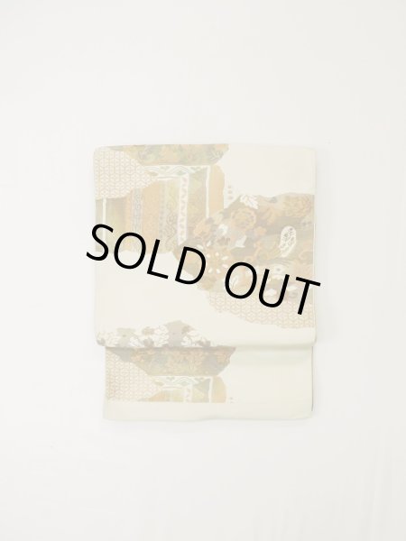 Photo31: CL1014M OSHIMA TSUMGI pongee (Grade B) and NAGOYA OBI sash (Grade C) (31)