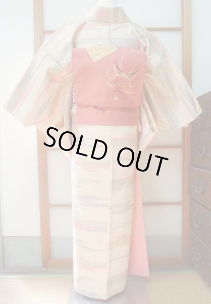 Photo2: CN0201A TSUMUGI pongee (Grade A) and NAGOYA OBI sash (Grade B) (2)