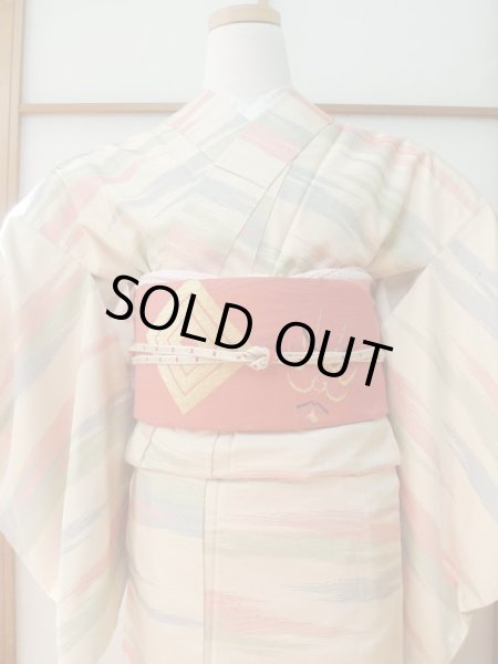Photo3: CN0201A TSUMUGI pongee (Grade A) and NAGOYA OBI sash (Grade B) (3)