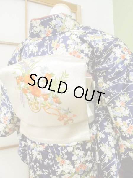 Photo6: CN0201C KOMON dyed (Grade B) and NAGOYA OBI sash (Grade B) (6)