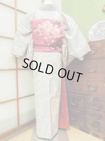 Photo2: CN0201D TSUMUGI pongee (Grade A) and NAGOYA OBI sash (Grade C) (2)