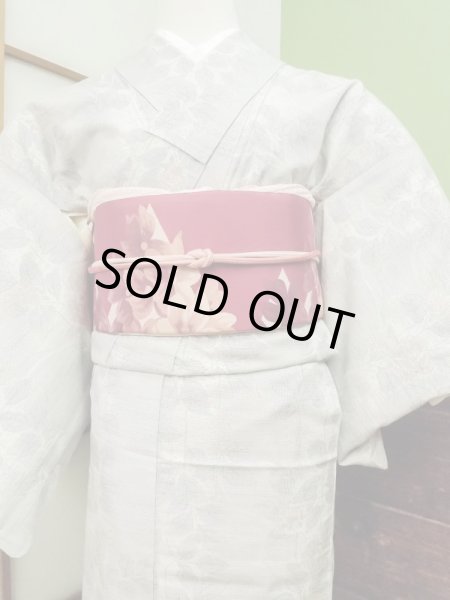 Photo3: CN0201D TSUMUGI pongee (Grade A) and NAGOYA OBI sash (Grade C) (3)