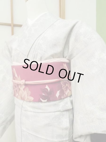 Photo4: CN0201D TSUMUGI pongee (Grade A) and NAGOYA OBI sash (Grade C) (4)