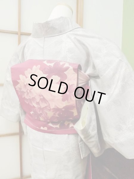 Photo6: CN0201D TSUMUGI pongee (Grade A) and NAGOYA OBI sash (Grade C) (6)