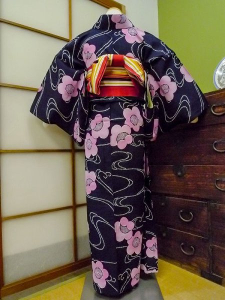 Photo2: CN0201F Pour Dyed Yukata (Grade B) and HANHABA OBI half width sash (Grade B) (2)