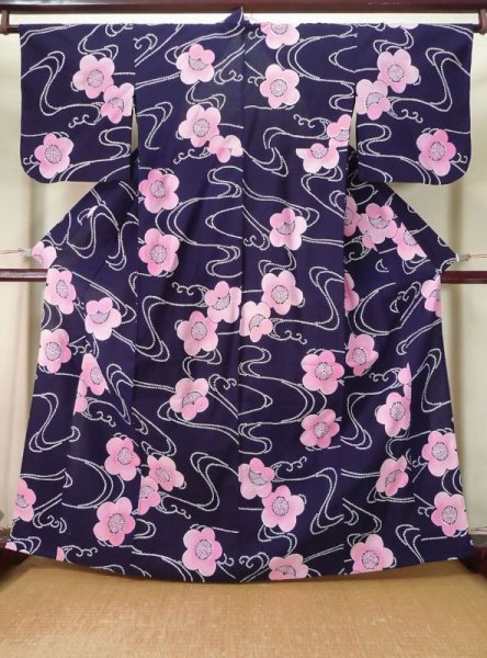 Photo7: CN0201F Pour Dyed Yukata (Grade B) and HANHABA OBI half width sash (Grade B) (7)