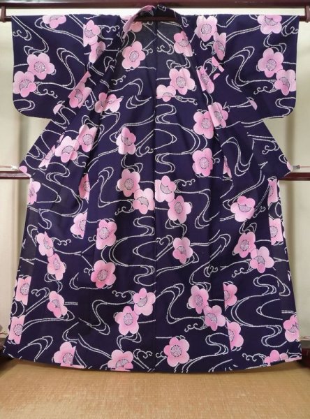 Photo8: CN0201F Pour Dyed Yukata (Grade B) and HANHABA OBI half width sash (Grade B) (8)