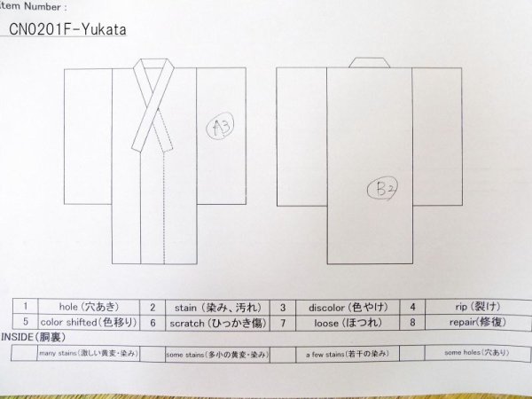 Photo20: CN0201F Pour Dyed Yukata (Grade B) and HANHABA OBI half width sash (Grade B) (20)